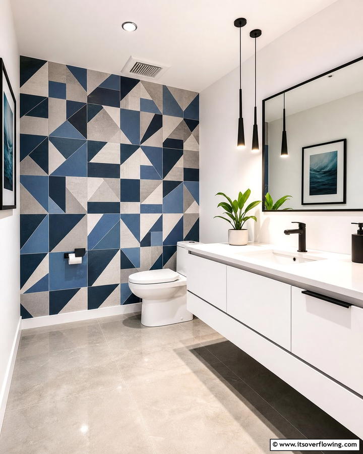 Accent Wall for Visual Interest - 20 Office Bathroom Ideas for a Functional and Stylish Space