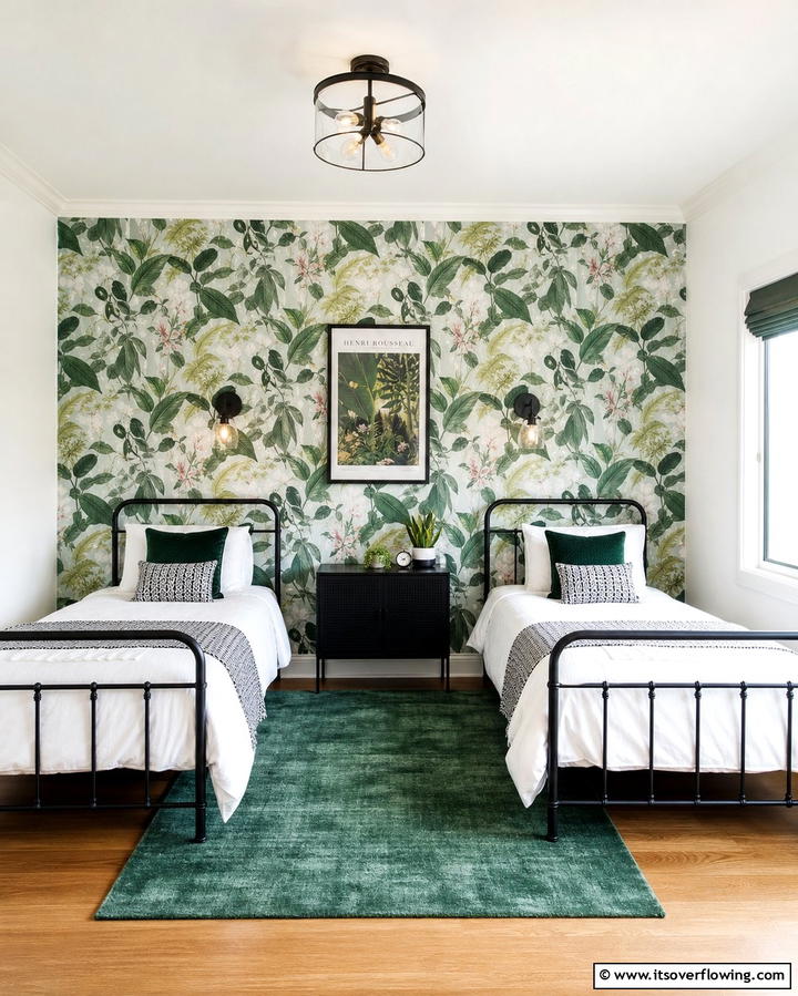 Accent Wall to Define the Space - 25 Twin Bedroom Ideas for Shared Spaces