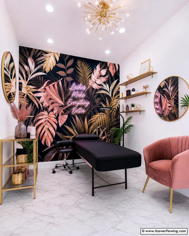 Accent Wallpaper - 20 Lash Room Ideas for a Stunning Beauty Space