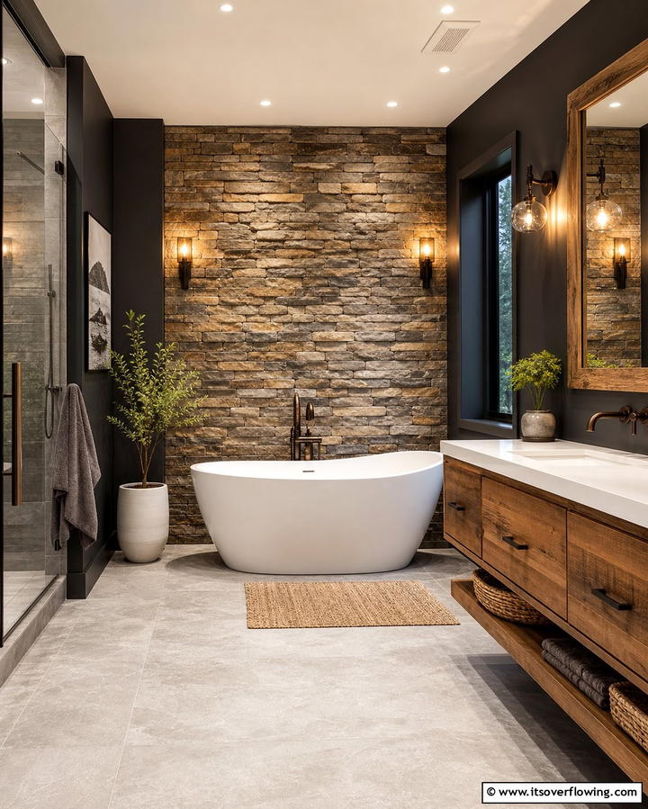 Accent Walls - 25 Man Cave Bathroom Ideas for a Unique Space