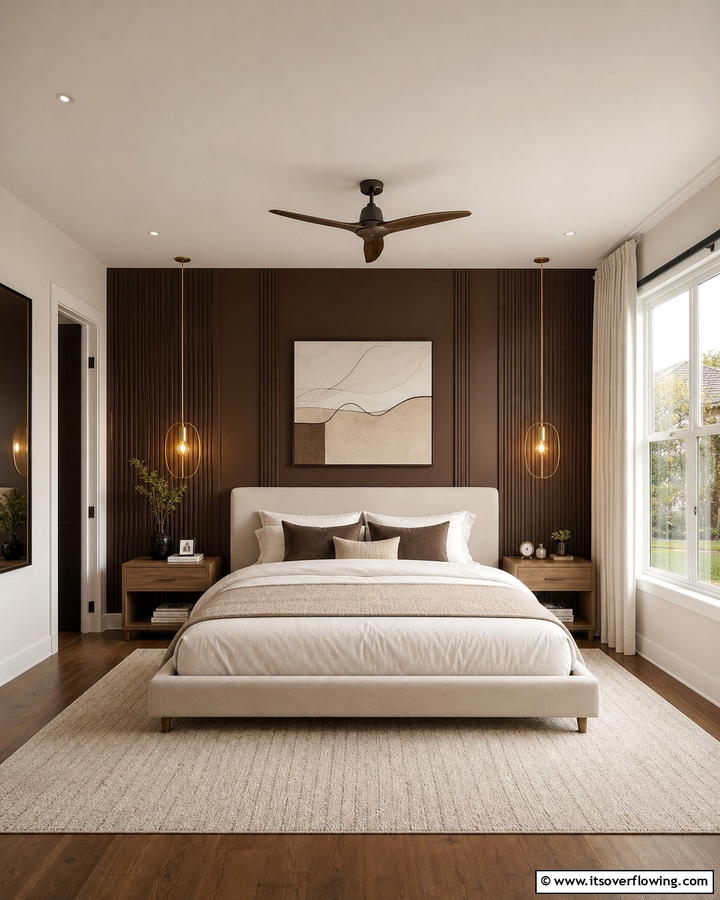 Accent Walls in Deep Chocolate - 25 Brown Bedroom Ideas for a Warm and Cozy Atmosphere
