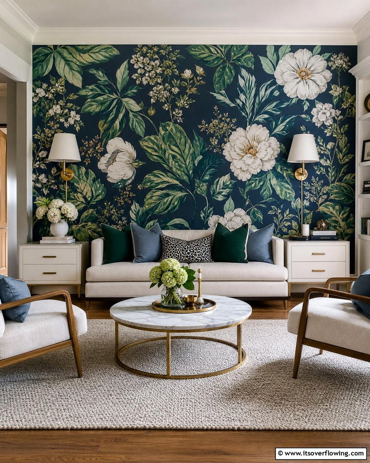 Accent Walls with Bold Wallpaper - 20 Parlor Room Ideas to Revitalize Your Living Space