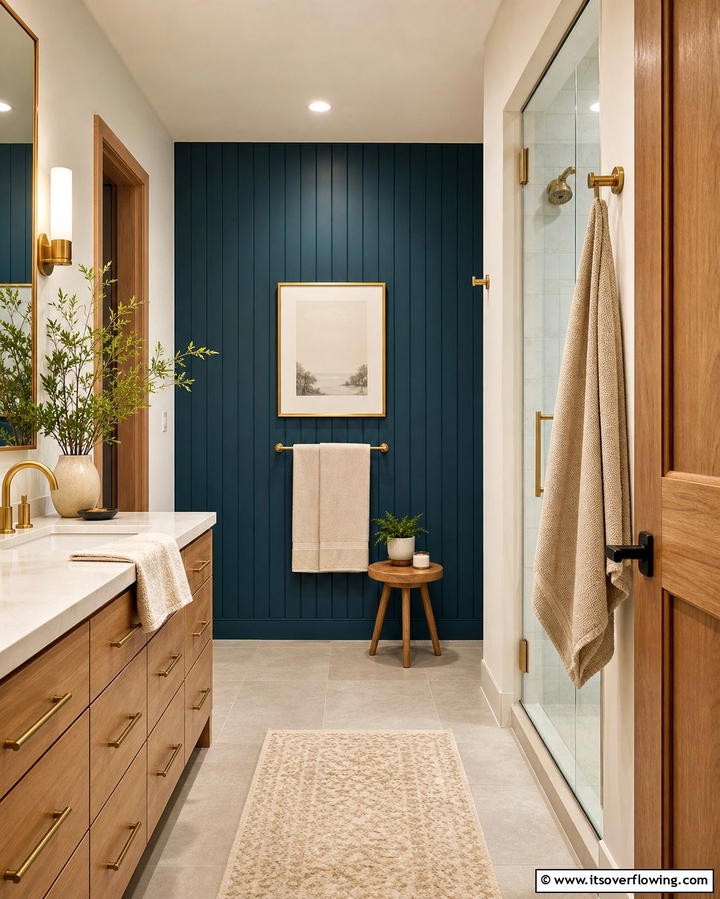 Accent Walls - 25 Hallway Bathroom Ideas to Maximize Small Spaces