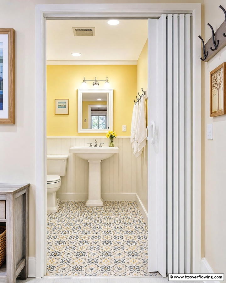 Accordion Door for Budget Friendly Flexibility - 25 Bathroom Door Ideas to Enhance Your Space