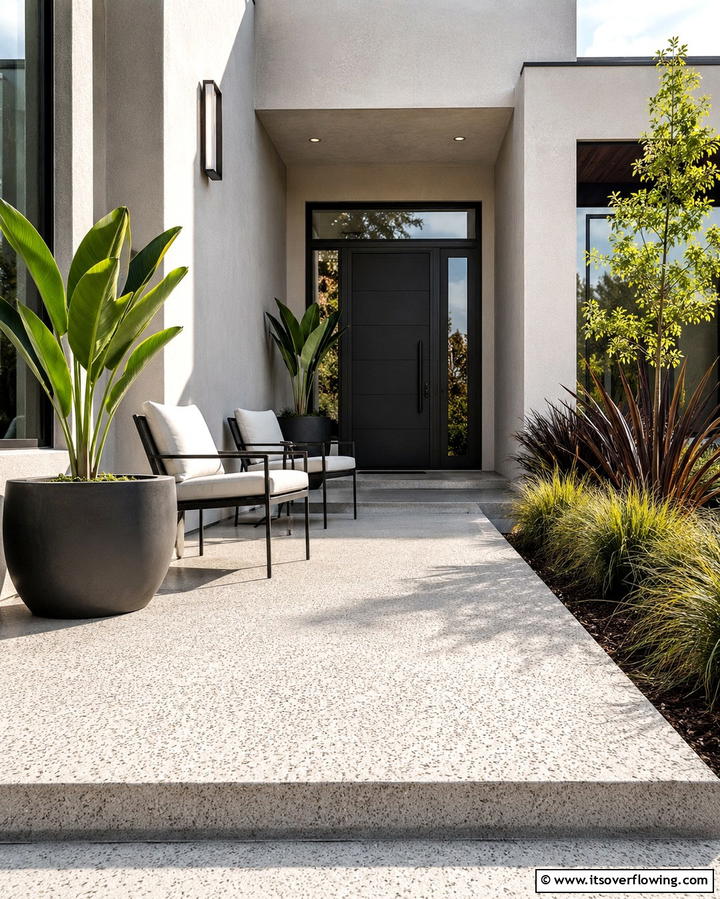 Acid Etched Concrete - 25 Concrete Porch Ideas for a Stylish and Low-Maintenance Entry