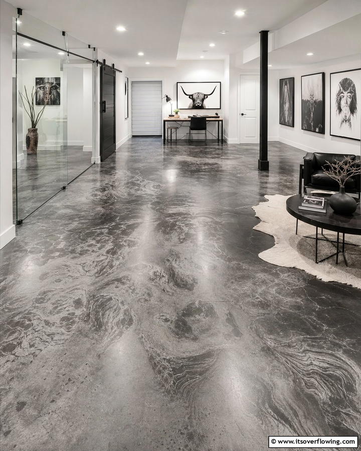 Acid Etched Concrete - 25 Concrete Basement Floor Ideas for a Modern Look
