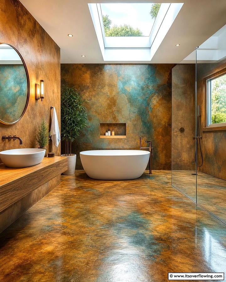 Acid Stained Concrete for Unique Color Variations - 20 Concrete Bathroom Ideas for a Sleek and Modern Design