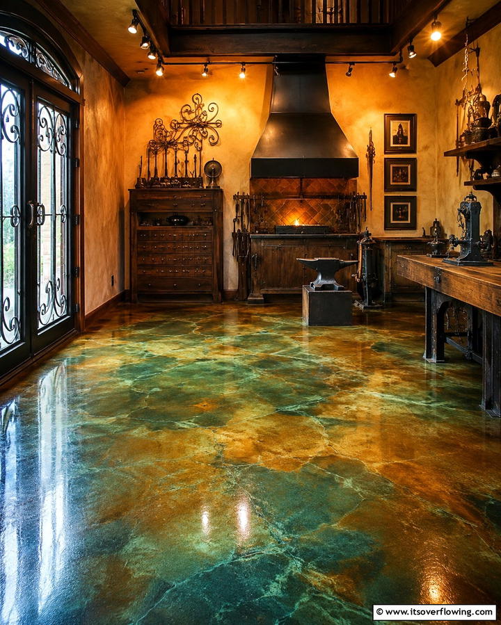 Acid Stained Concrete - 25 Garage Flooring Ideas for Durability and Style