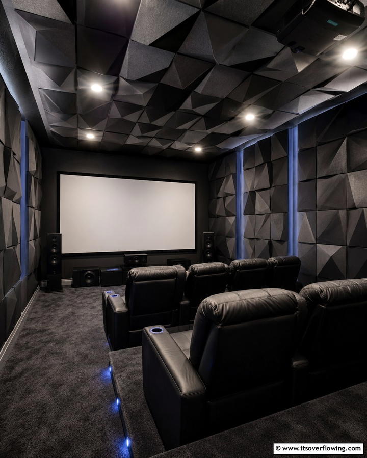 Acoustic Panels for Sound Clarity - 25 Basement Home Theater Ideas for Movie Nights