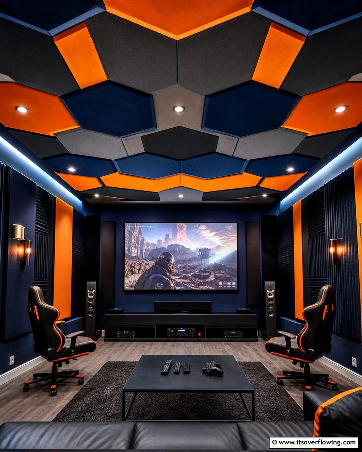 Acoustic Panels for Sound Quality - 20 Man Cave Ceiling Ideas to Elevate Your Space