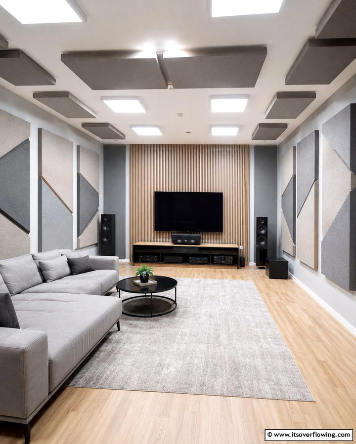 Acoustic Wall Panels - 30 Media Room Ideas for Ultimate Living Room Entertainment