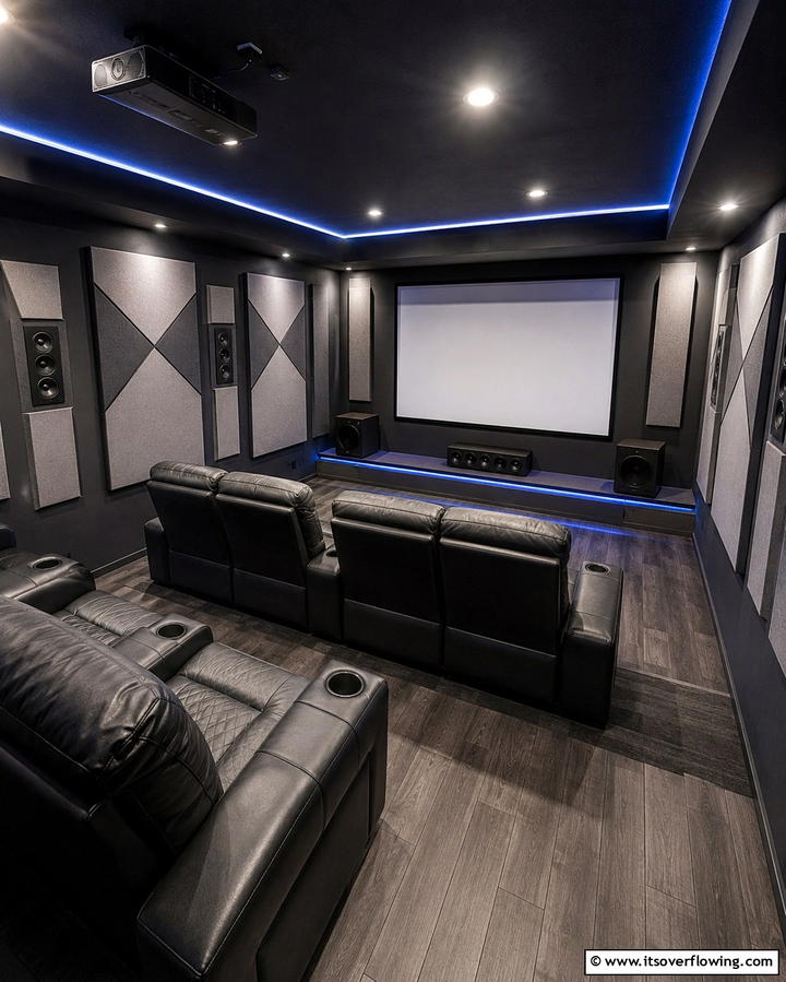Acoustic Wall Panels for Clear Sound - 25 Basement Home Theater Ideas for Movie Nights