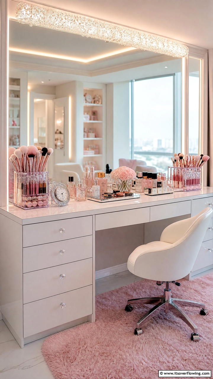 Acrylic Brush Holders - 25 Stunning Makeup Room Ideas for Every Style