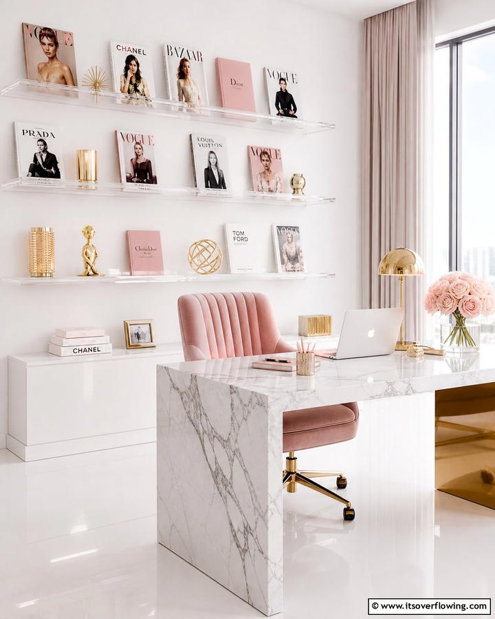 Acrylic Shelves for a Sleek Finish - 25 Office Shelving Ideas to Maximize Storage and Style