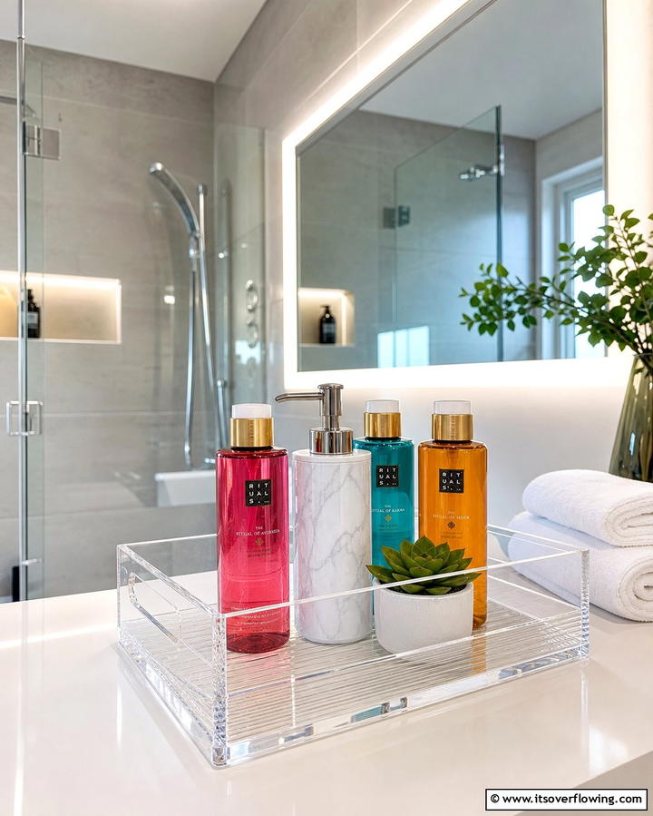 Acrylic Tray for a Modern Look - 25 Stylish Bathroom Tray Ideas to Organize and Decorate