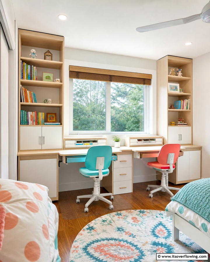 Adaptable Study Desks - 21 Shared Small Room Ideas for Siblings’ Harmonious Space