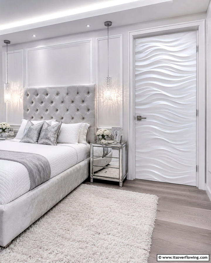 Add 3D Wall Panels for Depth - 25 Creative Bedroom Door Decorating Ideas for Style