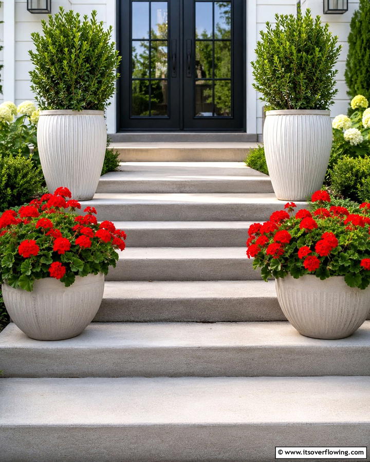 Add Decorative Planters - 25 Front Step Ideas to Enhance Your Home’s Entrance