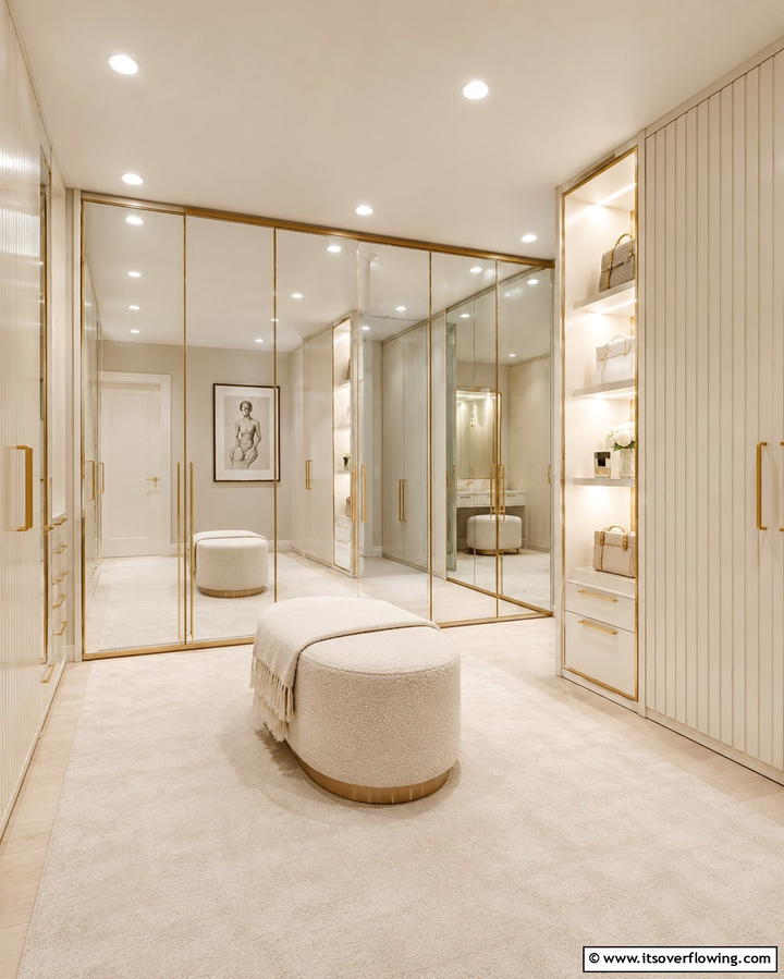 Add Full Length Mirrors to Create Illusions of Space - 25 Small Dressing Room Ideas to Organize Your Wardrobe
