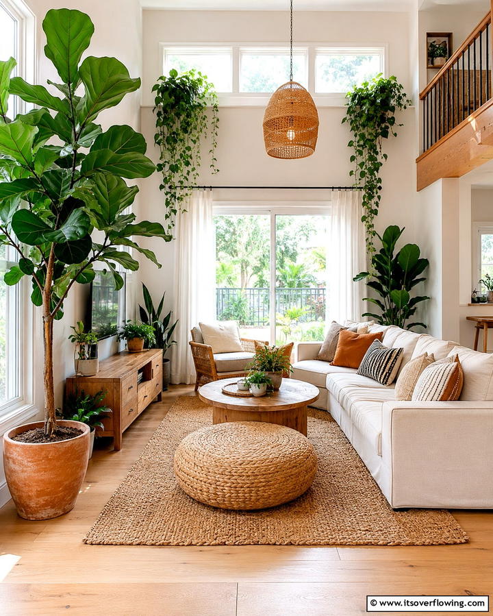Add Greenery with Indoor Plants - 25 Simple Living Room Ideas for a Cozy and Inviting Space