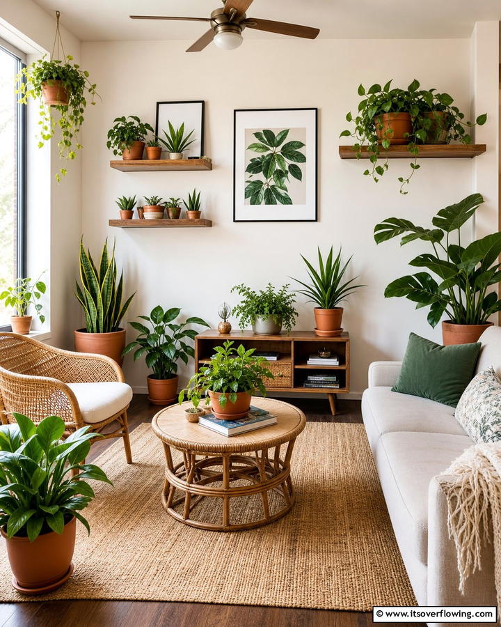 Add Greenery with Low Maintenance Plants - 25 Budget Apartment Living Room Ideas for Small Spaces