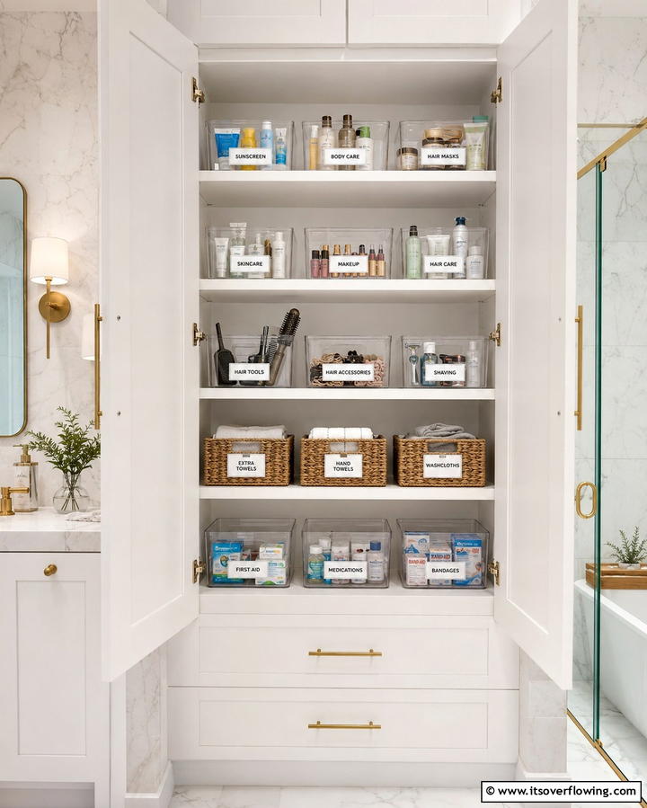 Add Labels to Containers - 25 Bathroom Cabinet Organization Ideas for a Clutter-Free Space