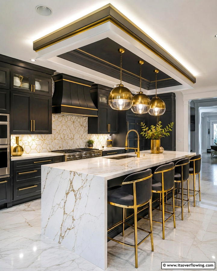 Add Metallic Accents for a Glamorous Touch - 20 Kitchen Soffit Ideas for a Polished Look