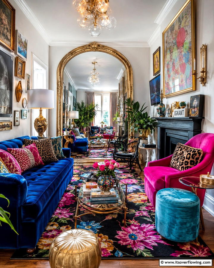 Add Mirrors for Depth - 30 Eclectic Bohemian Maximalist Decor Ideas for Vibrant Homes
