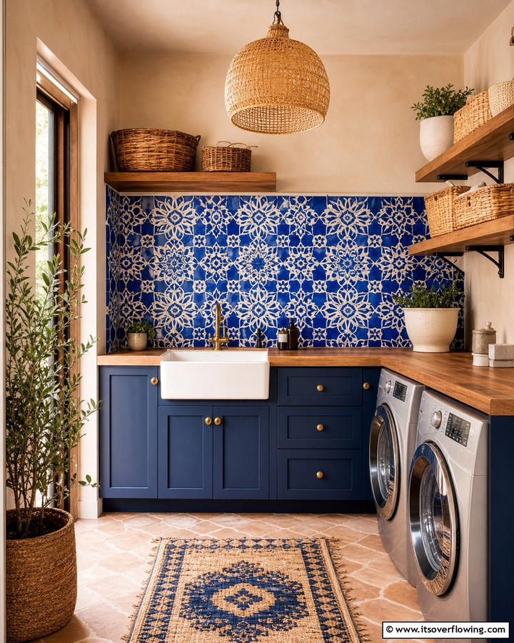 Add Moroccan Tiles for a Bold Statement - 25 Boho Laundry Room Ideas for a Stylish and Functional Space