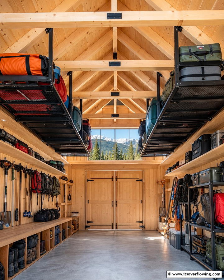 Add Overhead Storage Solutions - 25 Shed Organization Ideas to Declutter Your Outdoor Space