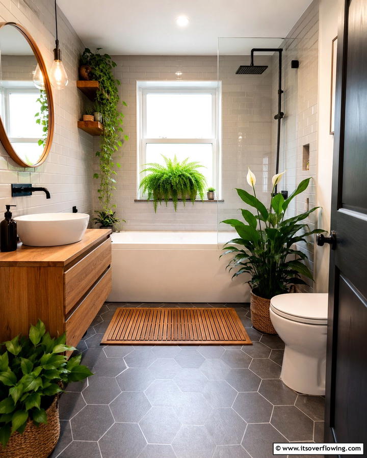 Add Plants for Natural Appeal - 25 Apartment Bathroom Ideas to Maximize Small Spaces