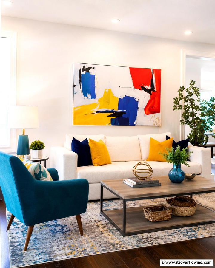 Add Pops of Color - 25 Simple Living Room Ideas for a Cozy and Inviting Space