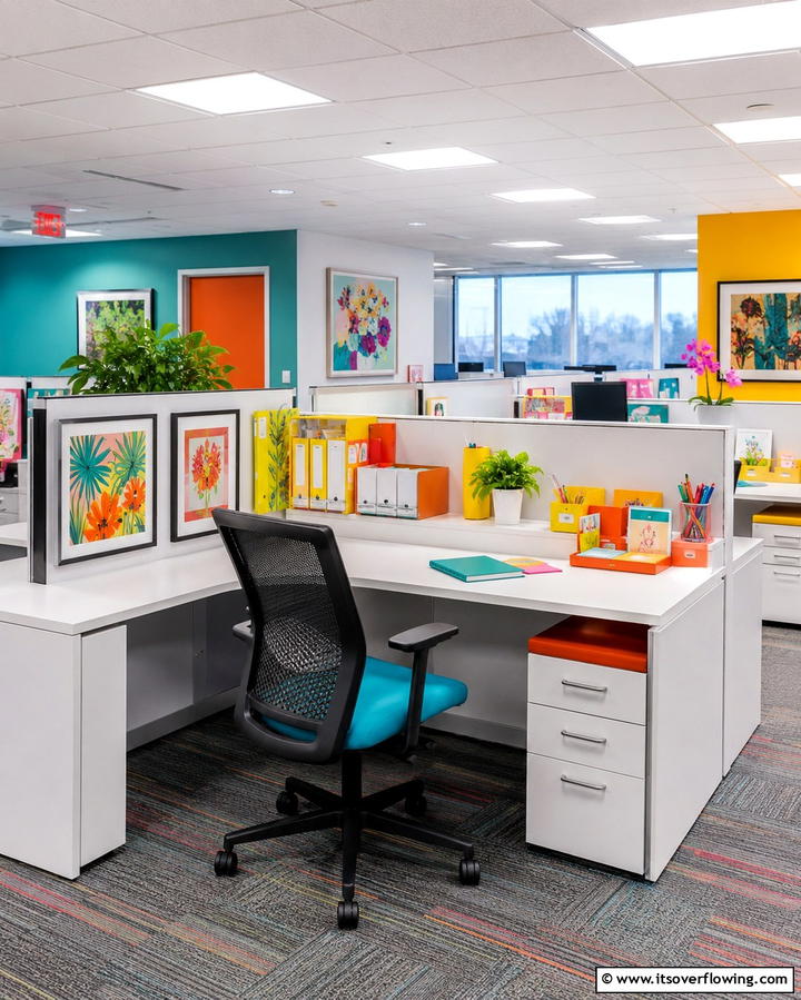Add Pops of Color - 25 Cubicle Decor Ideas to Personalize Your Workspace