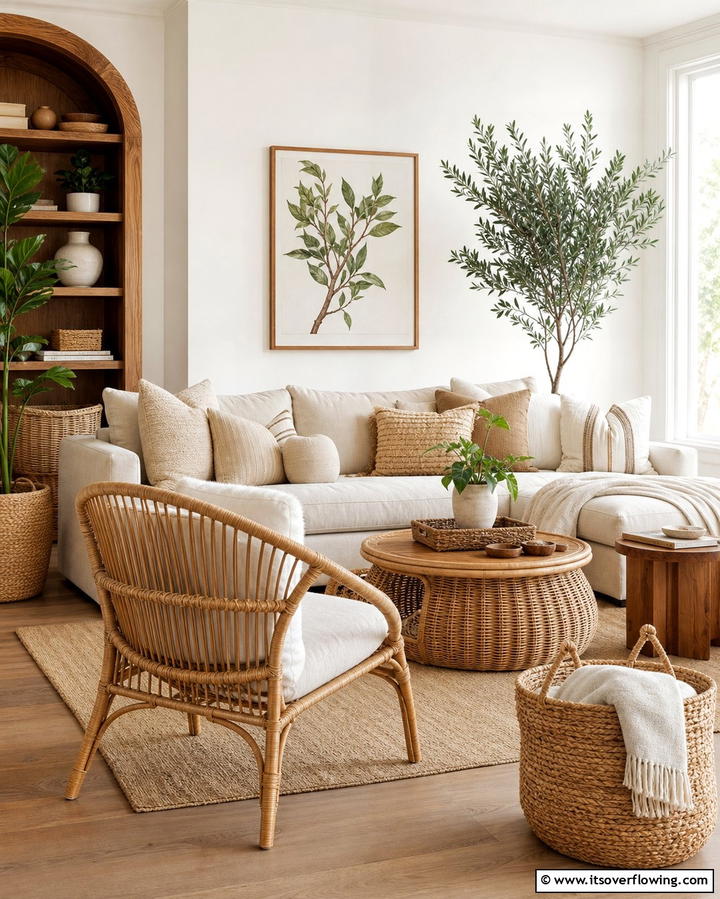 Add Rattan or Wicker Elements - 25 Earthy Living Room Decor Ideas for a Cozy Ambiance