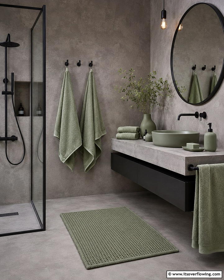 Add Sage Green Towels and Accessories - 25 Sage Green Bathroom Ideas for a Fresh and Calming Space