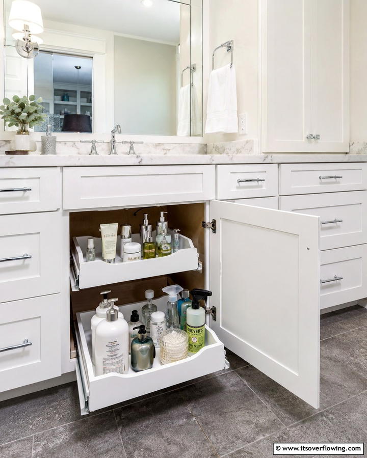 Add Sliding Trays - 25 Bathroom Cabinet Organization Ideas for a Clutter-Free Space