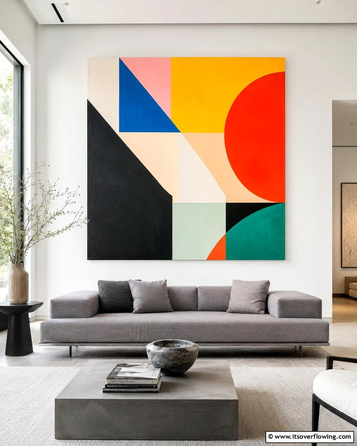 Add Statement Artwork - 30 Grey Couch Living Room Styling Ideas for Cozy Spaces