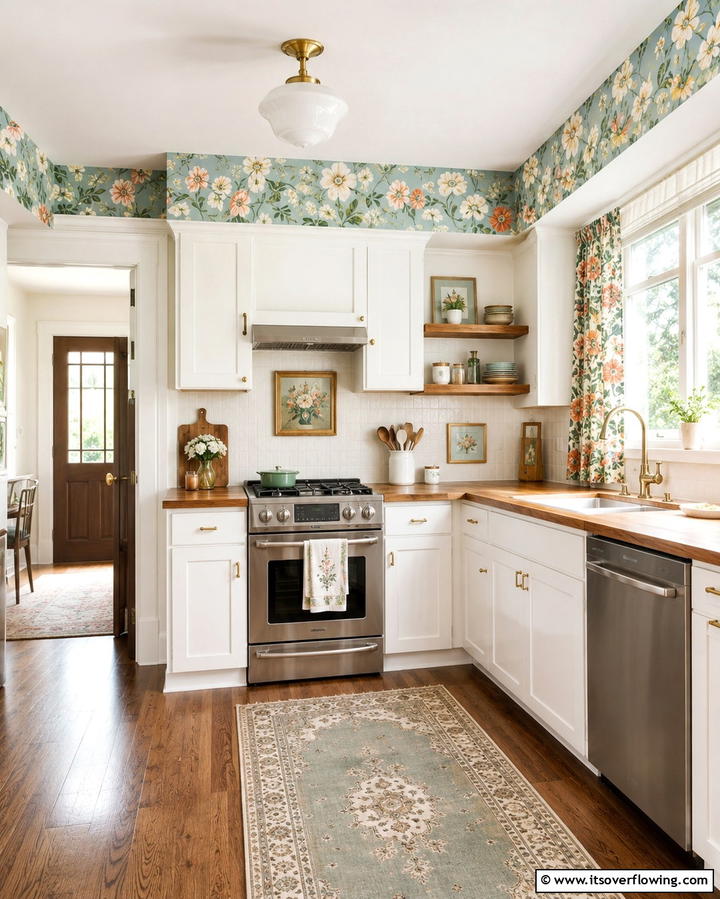 Add Wallpaper for a Playful Touch - 20 Kitchen Soffit Ideas for a Polished Look