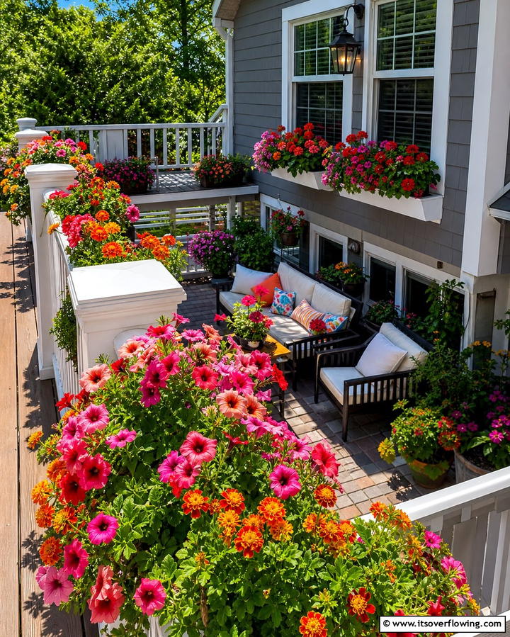 Add Window Boxes with Vibrant Blooms - 25 Deck Decorating Ideas With Plants for a Lush Outdoor Space
