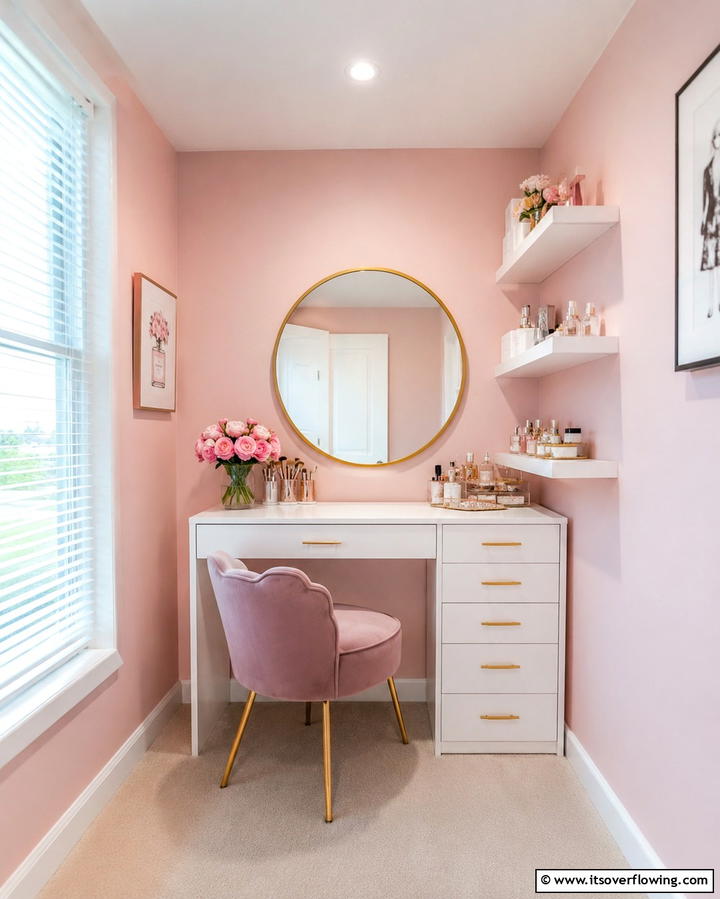 Add a Compact Dressing Table with Storage Drawers - 25 Small Dressing Room Ideas to Organize Your Wardrobe