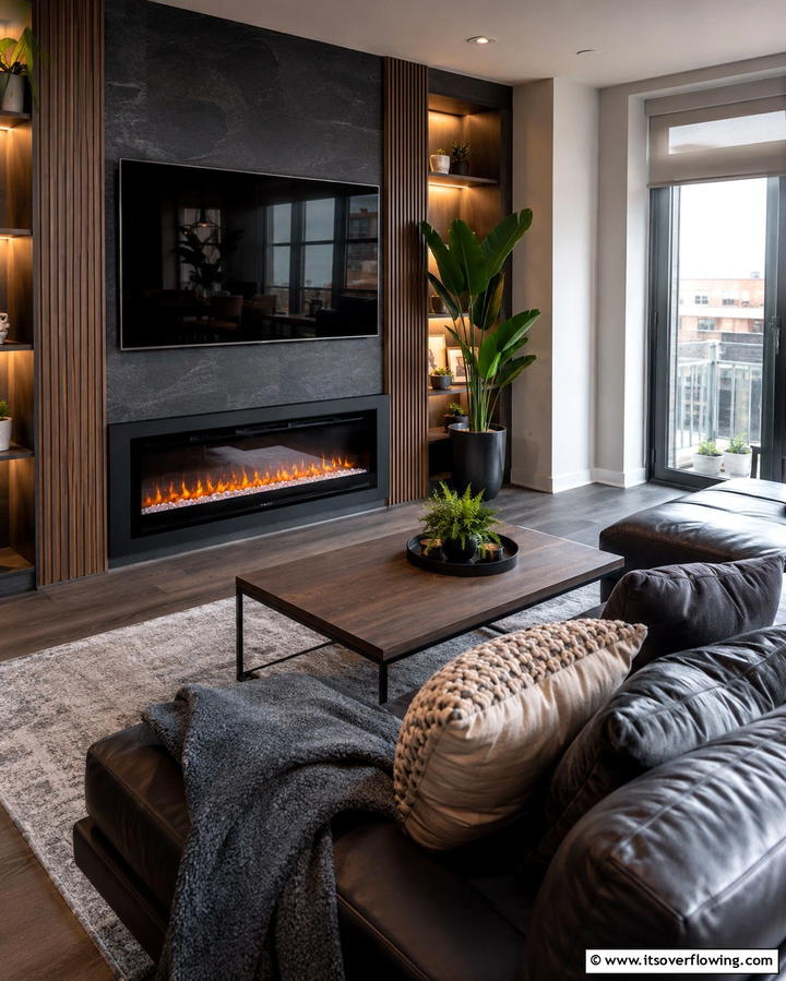 Add a Compact Fireplace - 30 Space-Saving Condo Living Room Ideas for Urban Dwellers