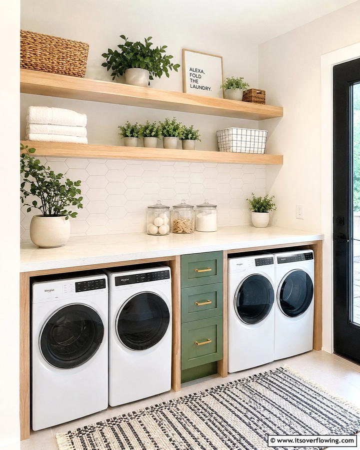 Add a Countertop Above - 20 Stackable Laundry Room Ideas for Small Spaces