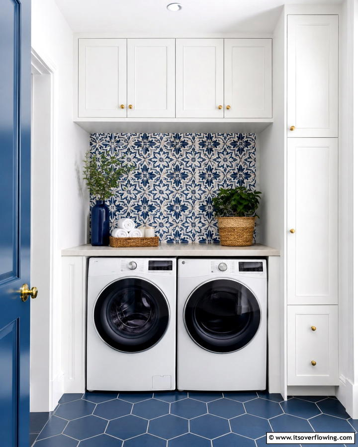 Add a Decorative Backsplash - 20 Stackable Laundry Room Ideas for Small Spaces
