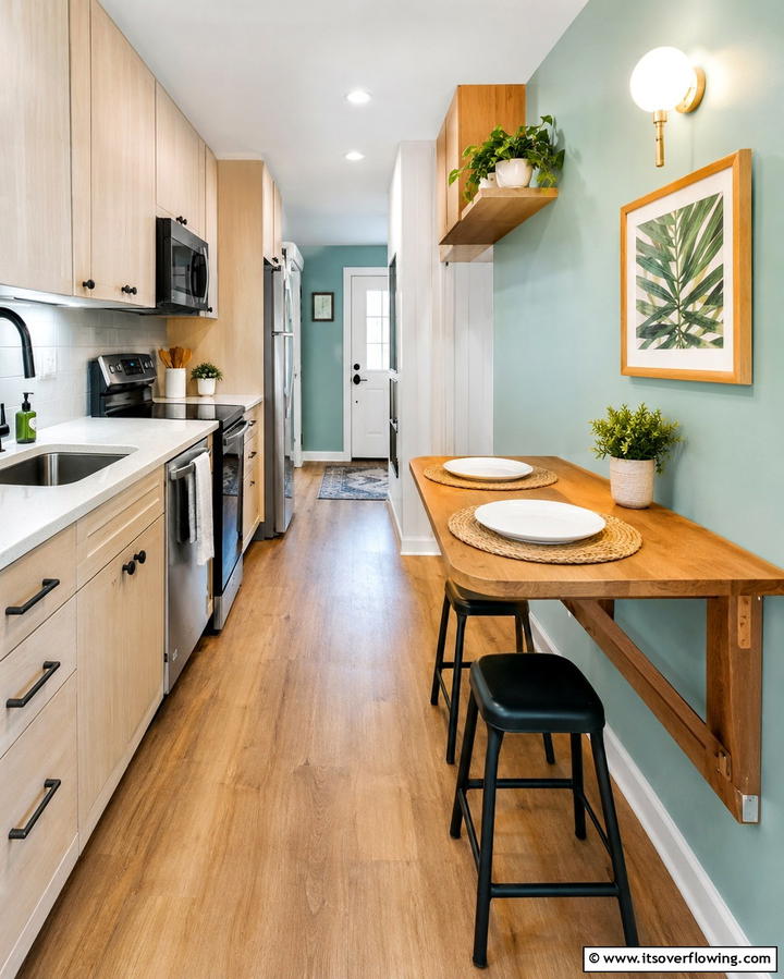 Add a Fold Down Table or Countertop - 25 Small Galley Kitchen Ideas on a Budget
