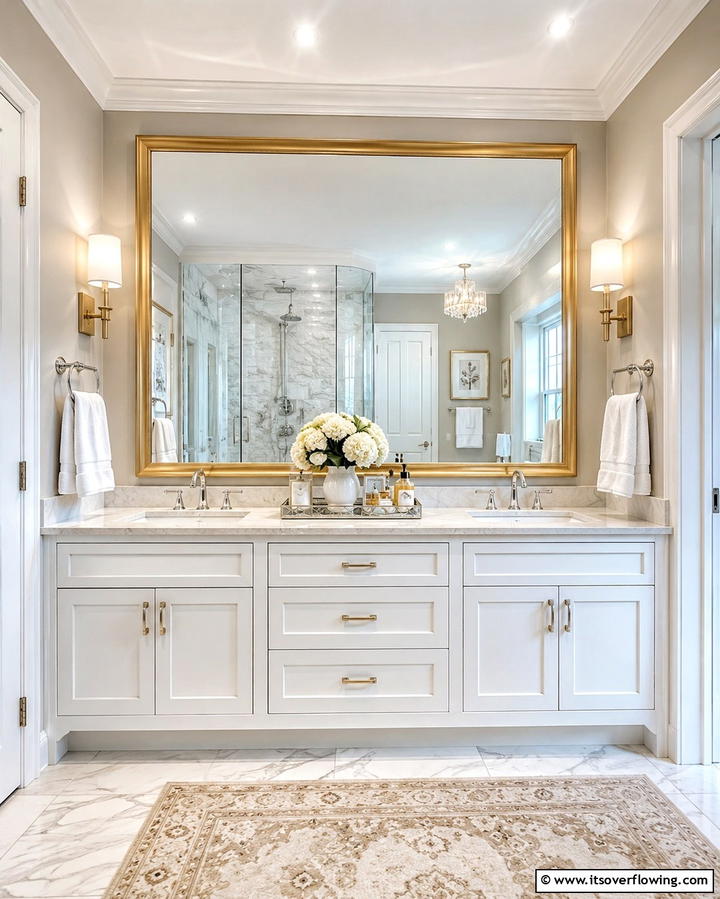 Add a Framed Mirror - 25 Bathroom Staging Ideas to Sell Your Home Faster