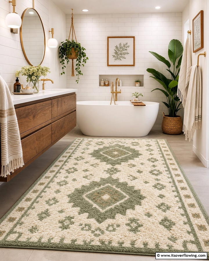 Add a Large Rug for Comfort - 25 Apartment Bathroom Ideas to Maximize Small Spaces