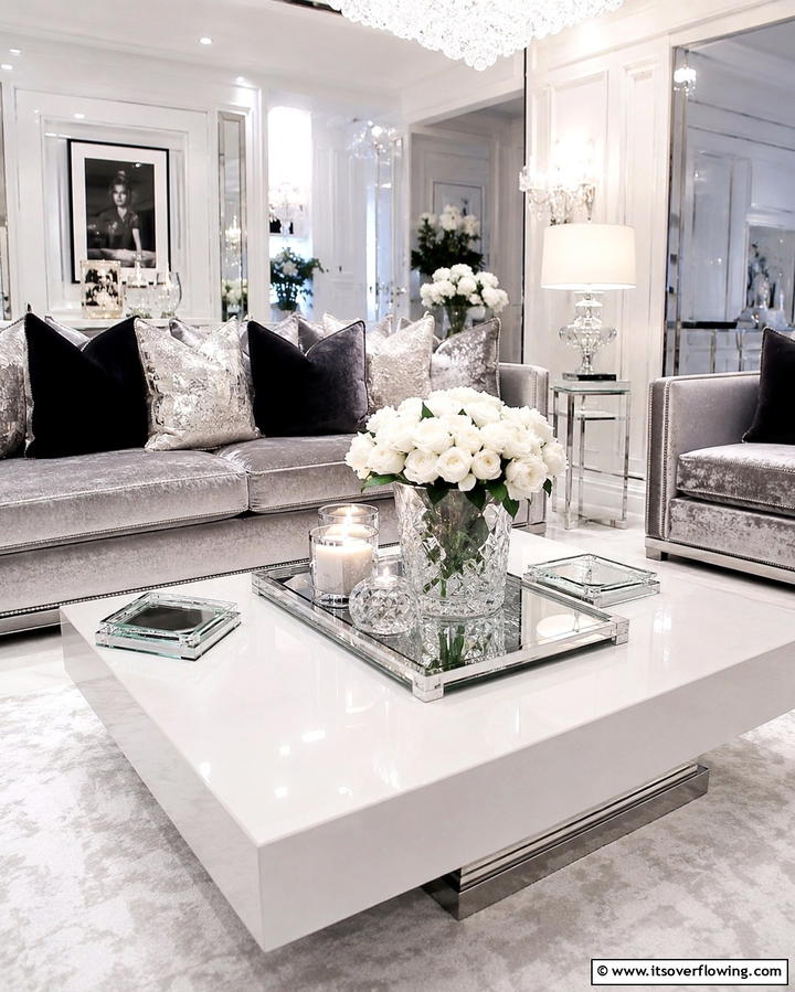 Add a Layer of Elegance with Mirrored Elements - 25 Coffee Table Decor Ideas for Stylish Living Rooms