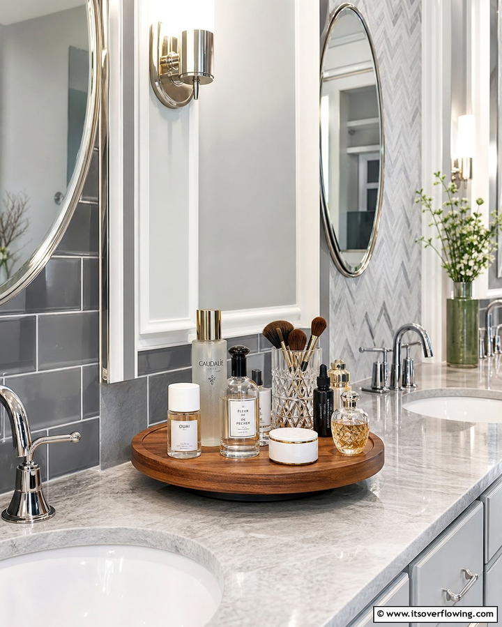 Add a Lazy Susan for Easy Access - 25 Bathroom Counter Organization Ideas for a Clutter-Free Space