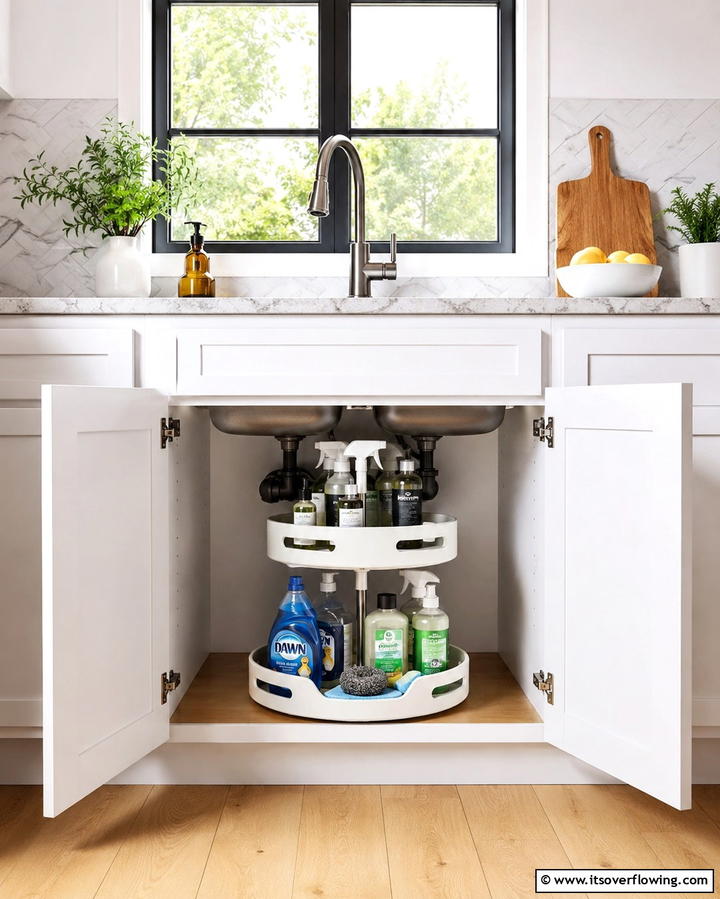 Add a Lazy Susan for Easy Access - 20 Kitchen Sink Organization Ideas to Maximize Space