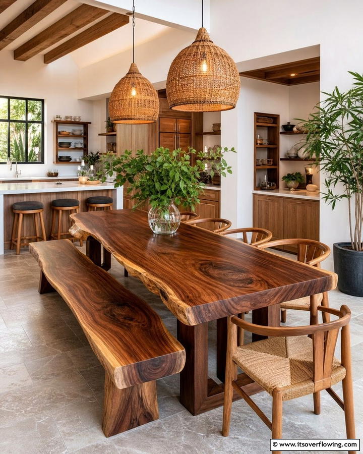 Add a Live Edge Dining Table - 20 Natural Kitchen Design Ideas for a Warm Feel